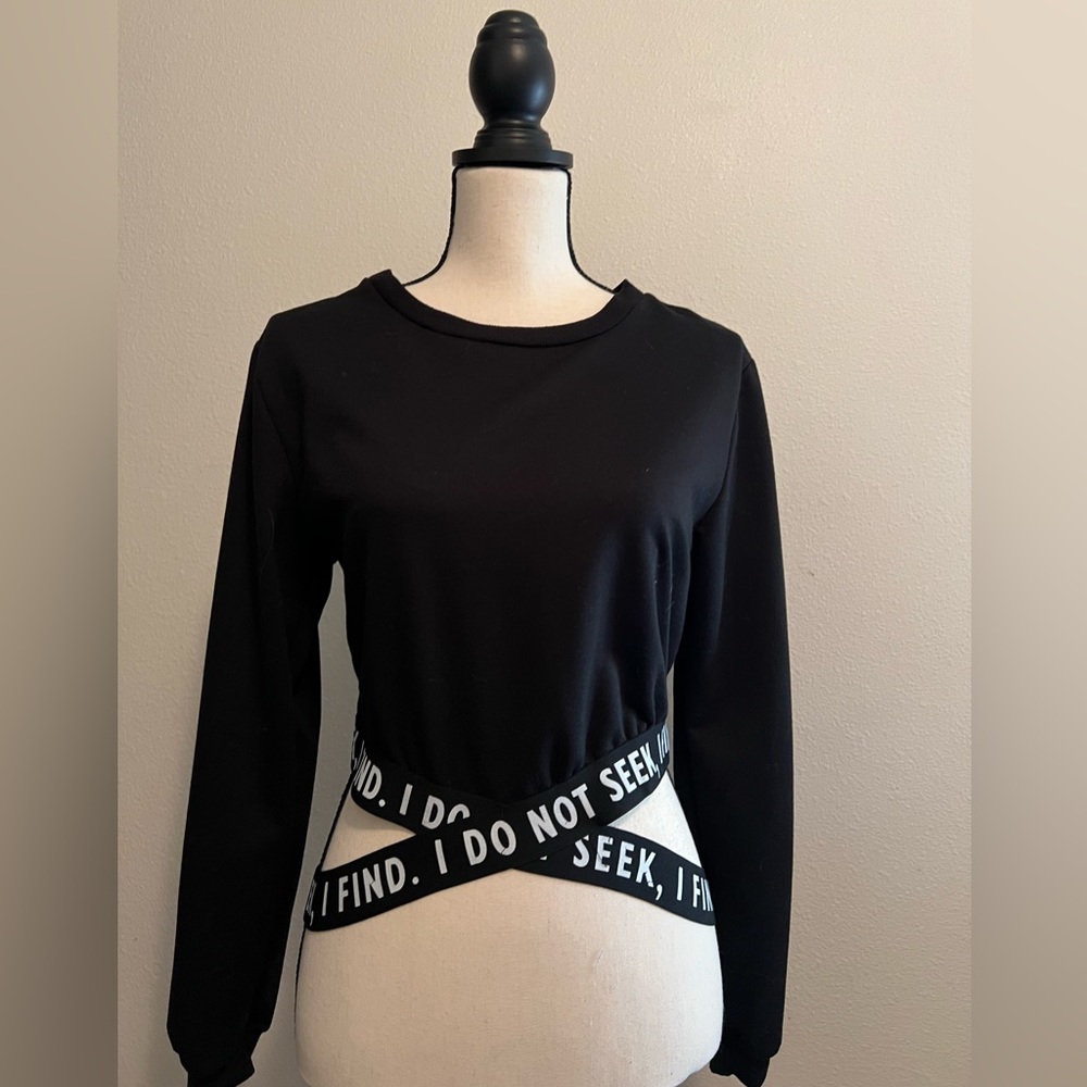 SHEIN I do not seek I find crop strap top